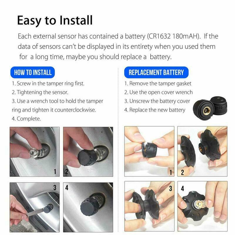 Car Wireless LCD Screen Car TPMS Tire Pressure Monitoring System with 4 Sensor