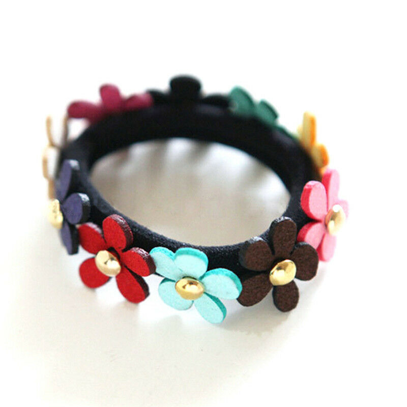 2pcs Women Girls Flower PonyTail Elastic Rubber Hair Band Tie Rope Rin.l8