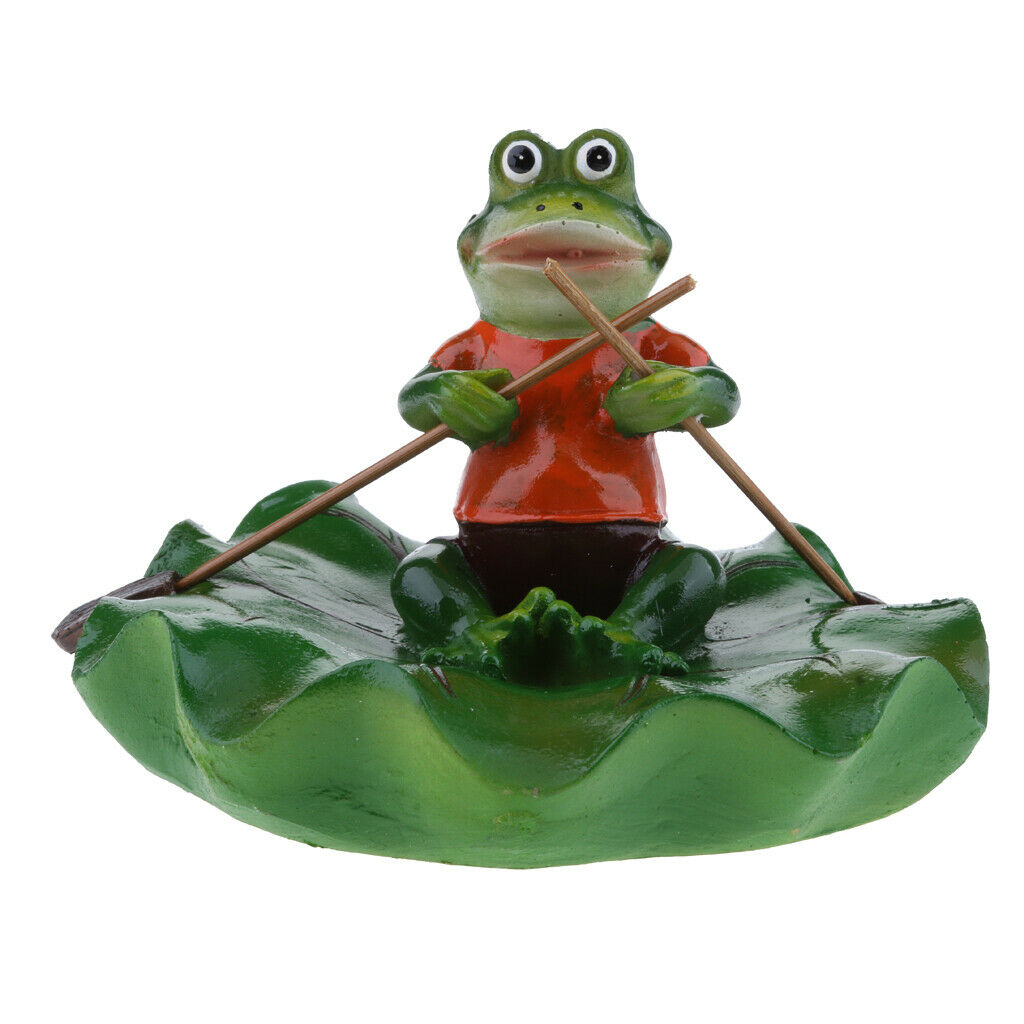 Floating Lotus Leaf and Rowing Frog Animal Ornament Garden Pond Decoration