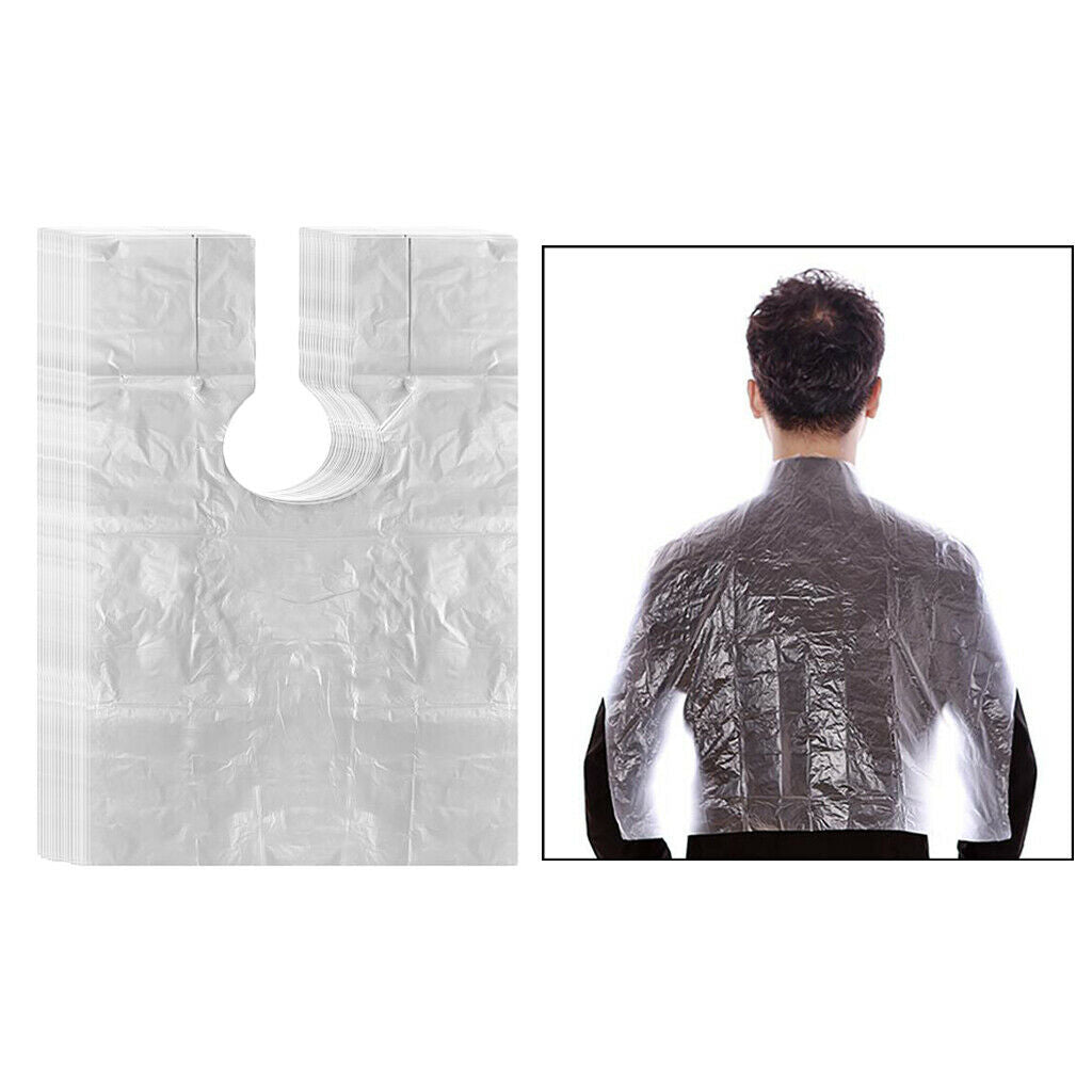 100x PE Disposable Hair Cutting Cape Gown Salon Barber Capes Gowns Hairdressing