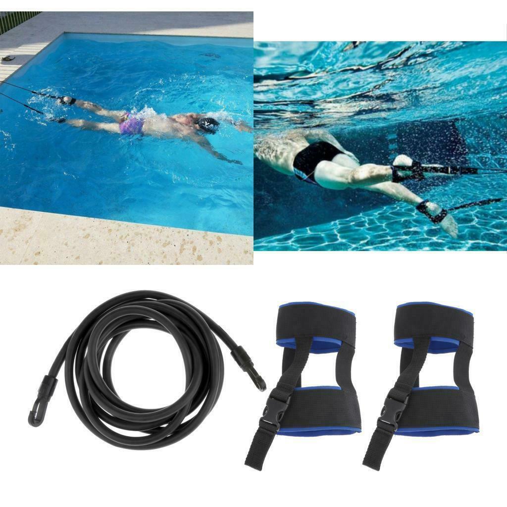 Stationary Swimmer Training Ankle Strap Swim Lap Training Belt Black