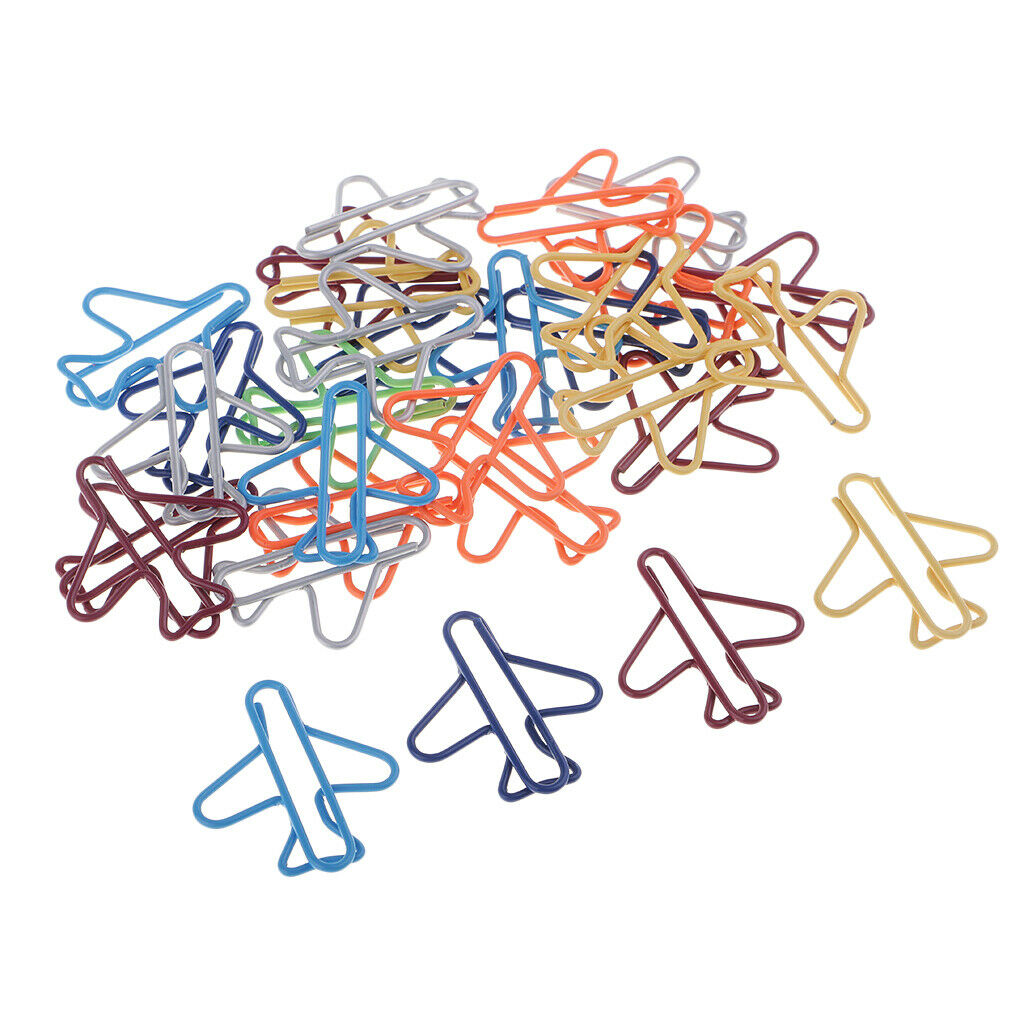 Prettyia 60pcs Colored Airplane Paper Clips Creative Bookmark Stationery Kit