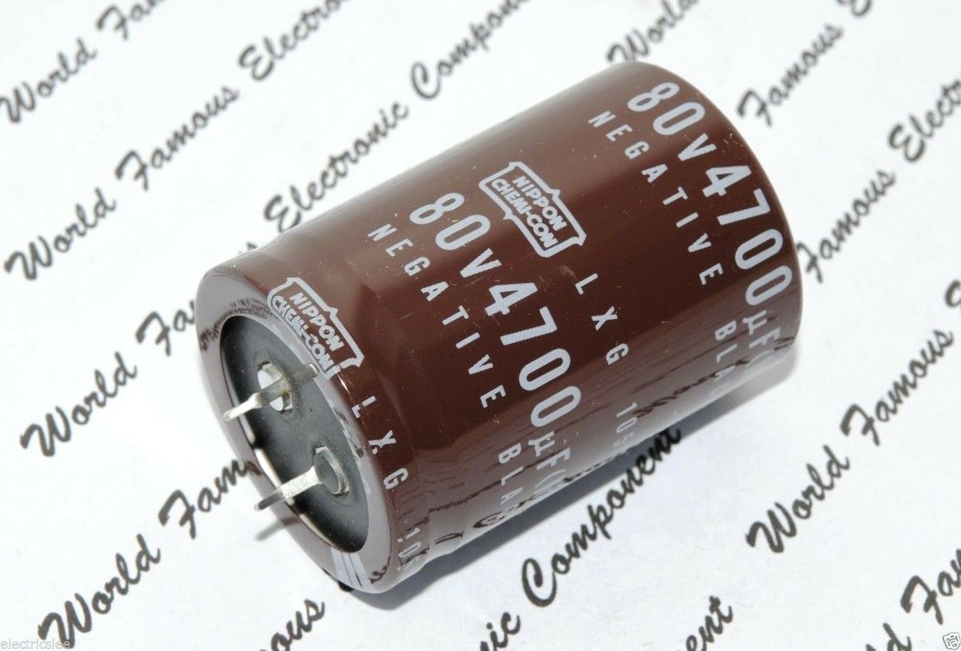 1pcs - NIPPON 4700uF (4700µF) 80V LXG Snap-In Capacitor - NEGATIVE BLACK