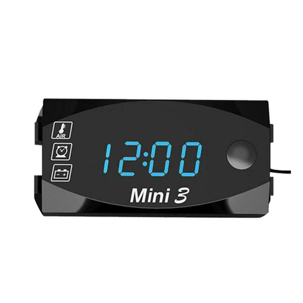 3 in 1 Motorcycle Electronic Clock VoltageThermometer Voltmeter LED Display