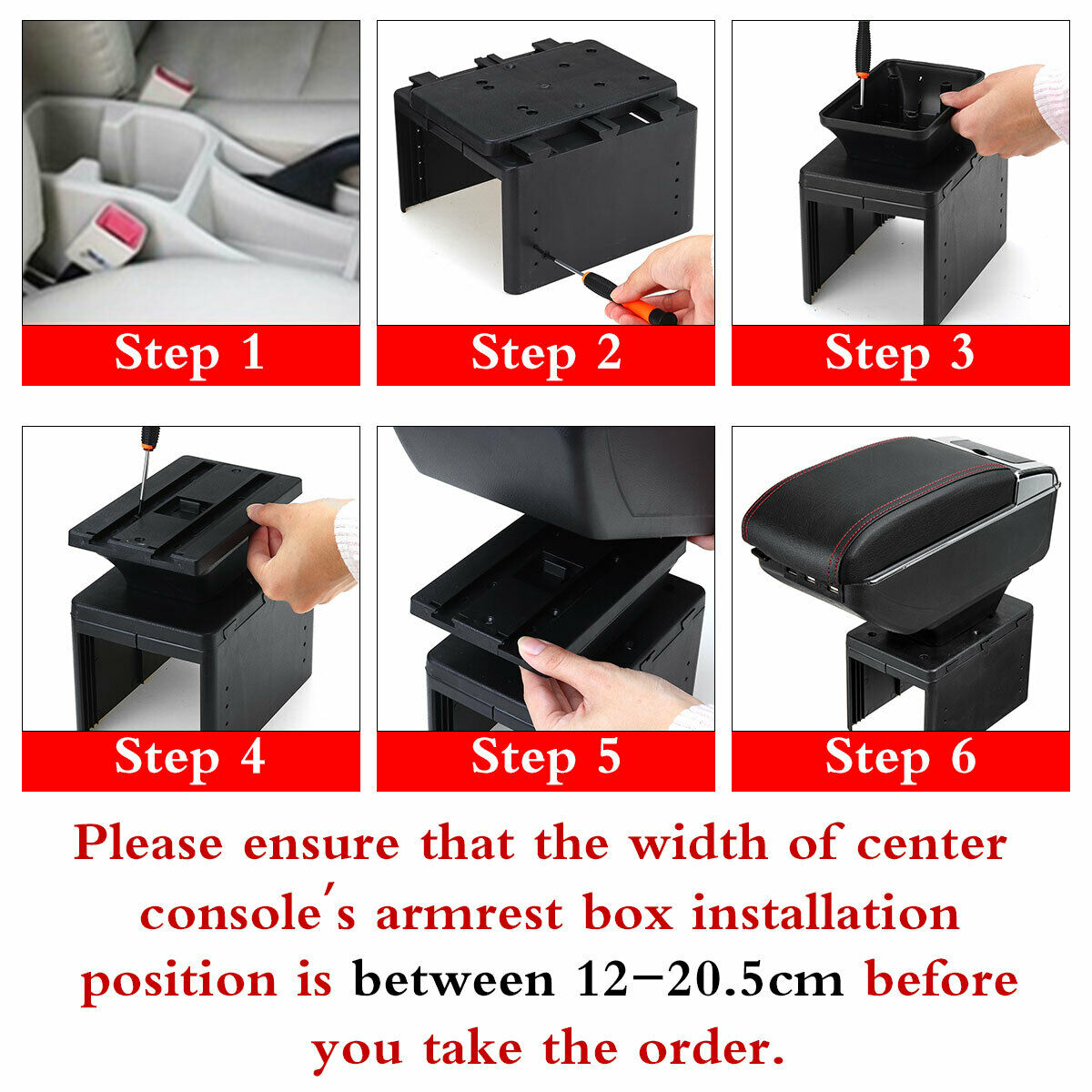 Universal USB Storage Arm rest Cushion Armrest Centre Console Box Leather