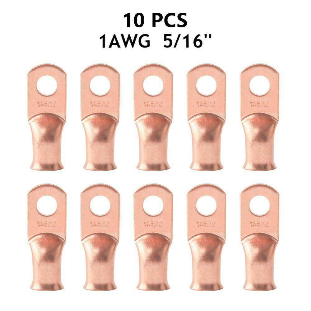 1AWG 5/16" Battery Cable Wire Welding Copper Lug Ring Terminals Wire Connector