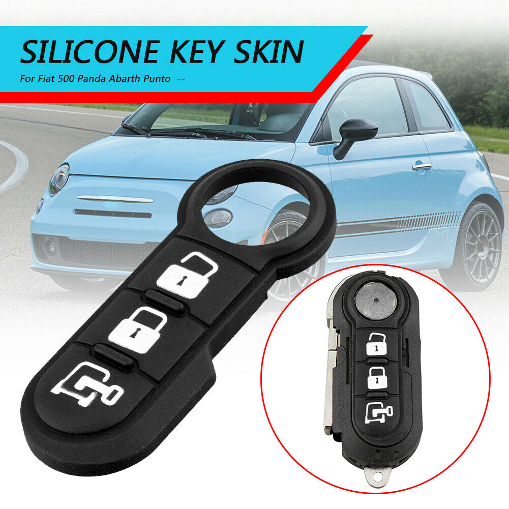 3-Button Key Fob Repair Rubber Pad Black for Fiat 500 Panda Abarth Punto @