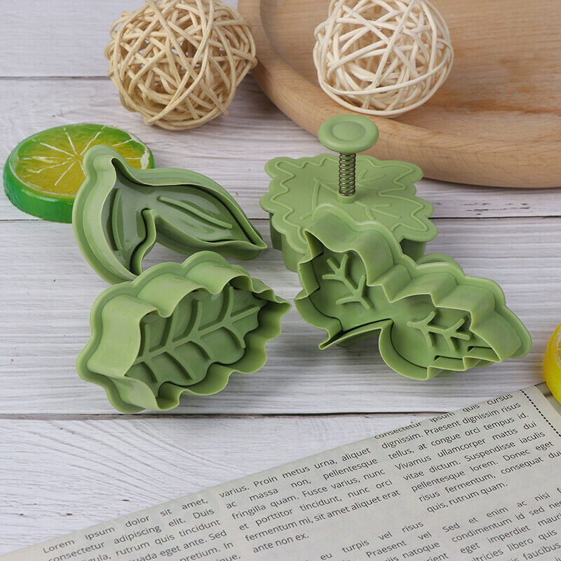 4PCS/Set Cookie Cutters Moulds Leaf Shape Plastic Baking Mould Cookie Cut Tt