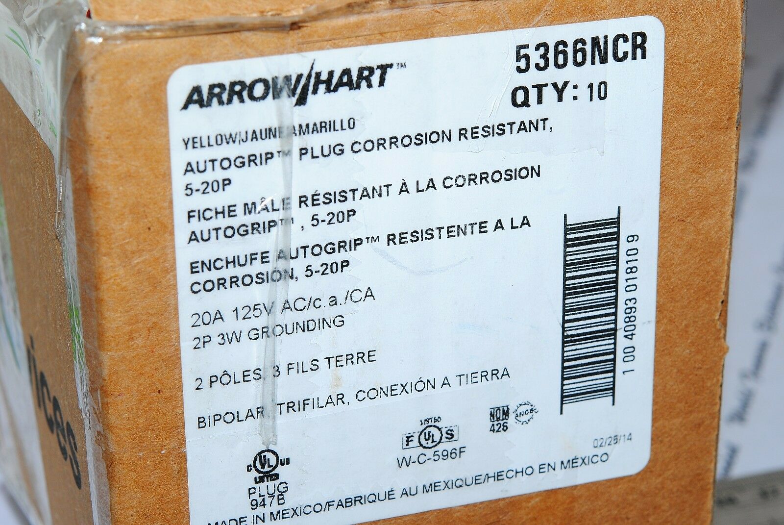 1pcs-COOPER WIRING 5366NCR 20A 125V Corrosion Resistant Plug - 5-20P