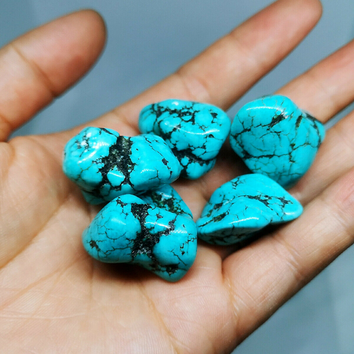 1X 20mm-35mm Natural Blue Turquoise Stone Flowerpot Fish Tank Aquarium DIY Decor