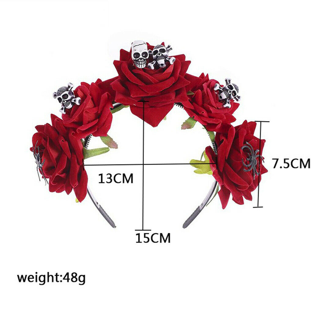 Rose Flower Floral Hair Crown Headband Halloween Day of the Dead Party Headdress