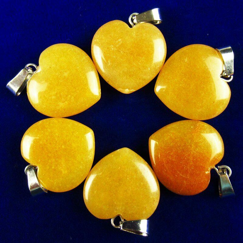 10pcs 20x20x6mm Natural Yellow Aventurine Heart 40g Pendant Bead A-22SK