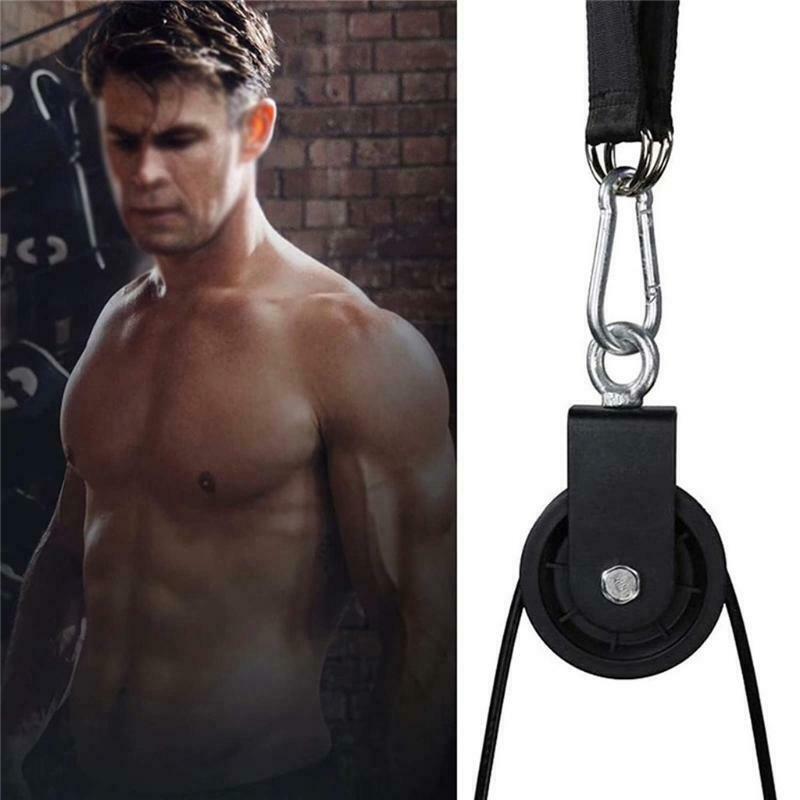 Portable Fitness Triceps Handle Bar Pulley System DIY Gym Cable Attachment Kit