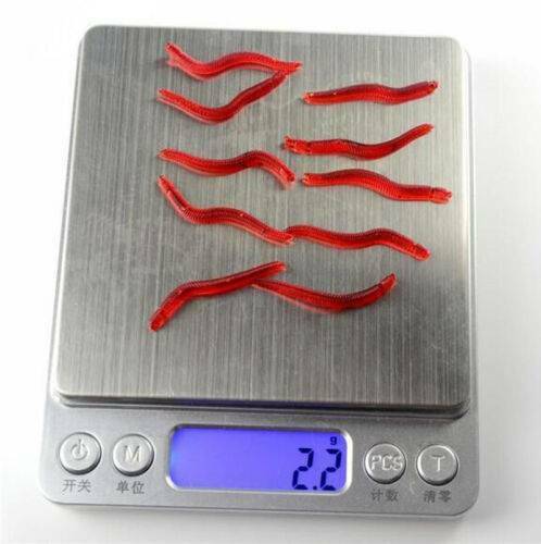 50x Red Earthworm Soft Worm Fishing Lures Bait Hooks Baits Tackle Crankbaits Kit