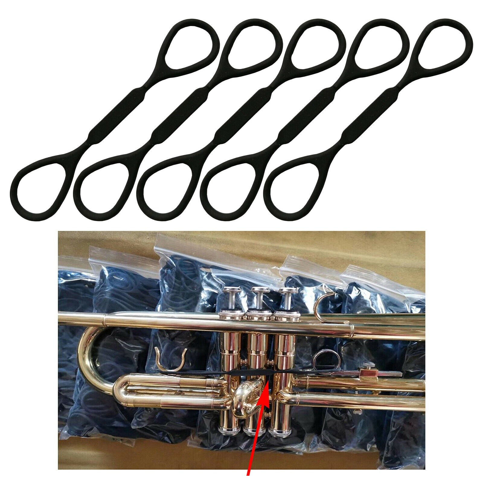 12cm Elastic Silicone Rubber Trumpet Slide Stopper Ring Musical Instrument