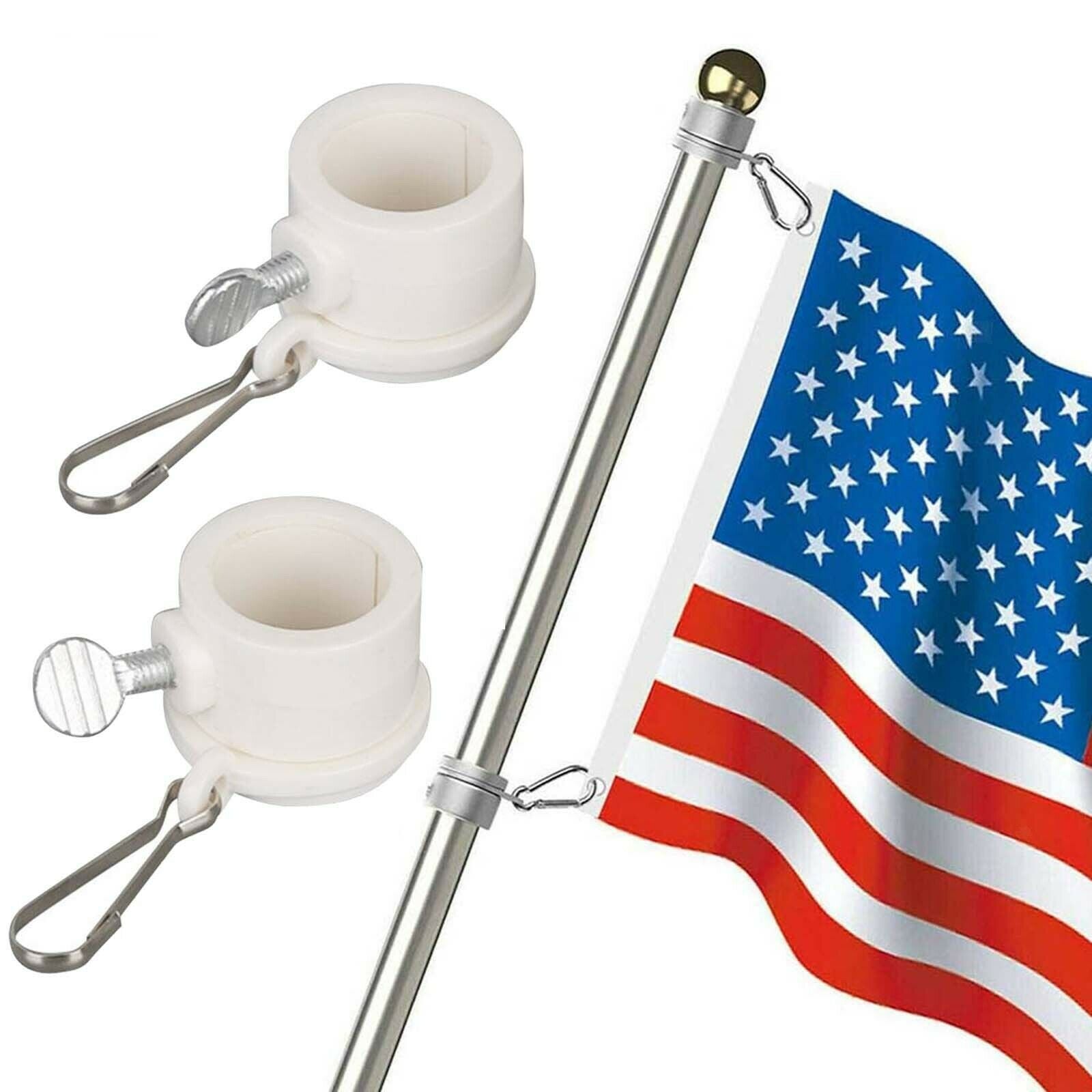 1 Pair Flag Pole Rings Grommet Clip Flagpole Attachments Plastic 1.26inch