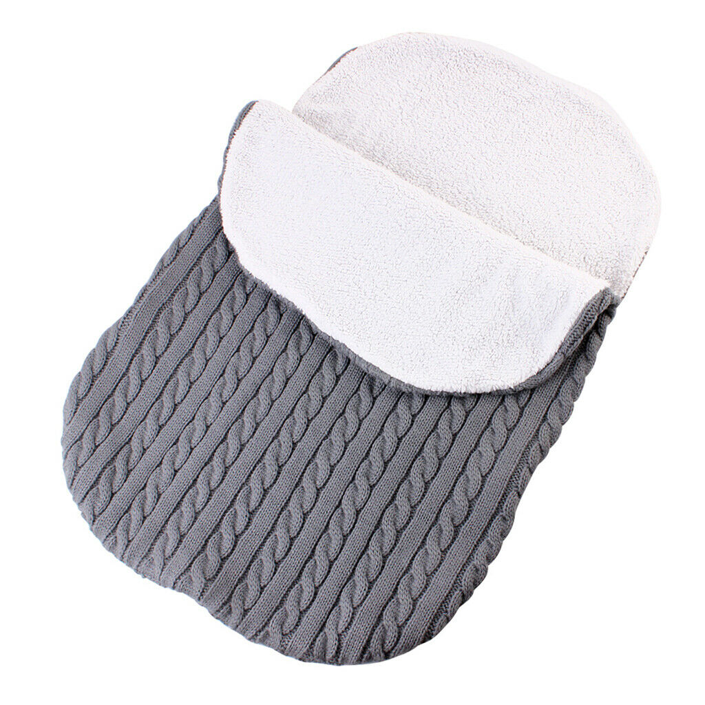 Baby Infant Knit Crochet Swaddle Wrap Swaddling Blanket Sleeping Bag Gray
