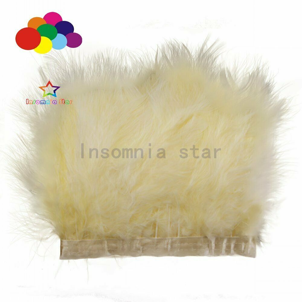 6-7" Creamy yellow Turkey Feathers Trimming Long Single Plumes Satin Ribbon