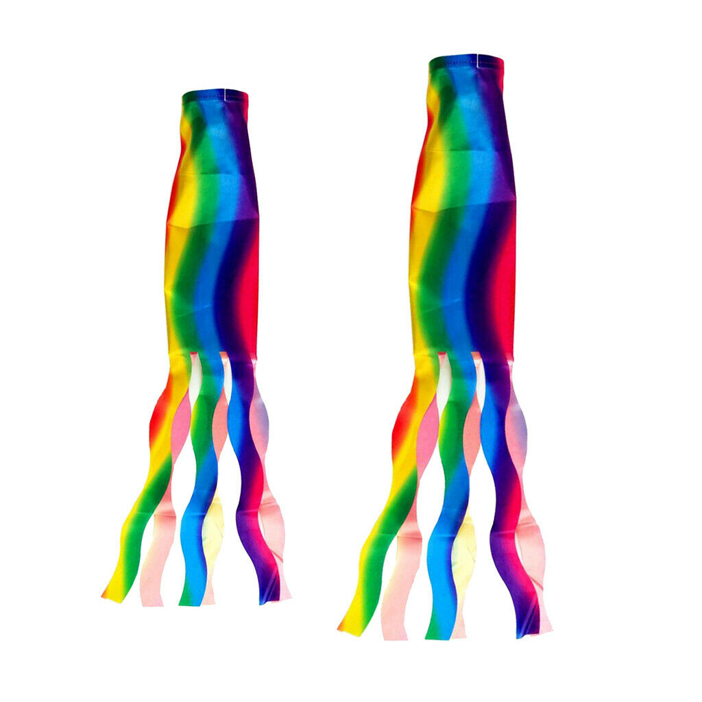 2pcs Windsock Polyester Outdoor Garden Wind Sock Decoration 70/140cm Rainbow