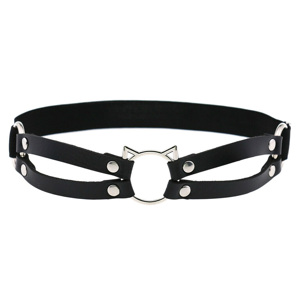 2pcs Sexy Gothic Leather Garter Thigh Ring Anti-Slip Punk Strap Pink+Black
