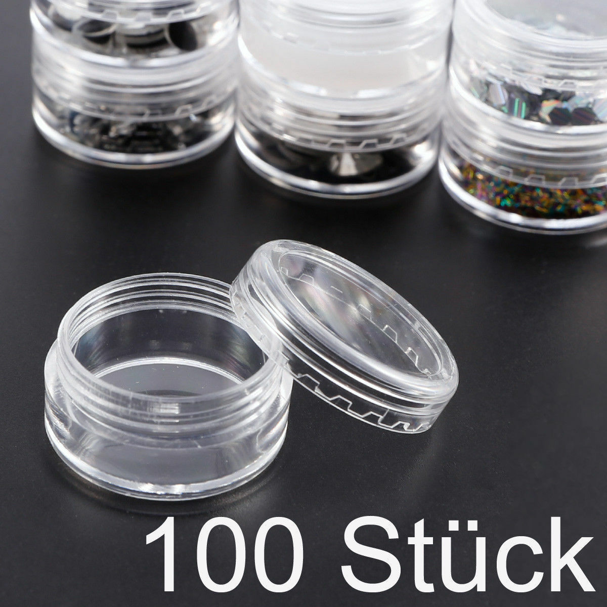 100 Clear Small 3g Grams/mL Plastic Jars for Cosmetic Sample Container Pot
