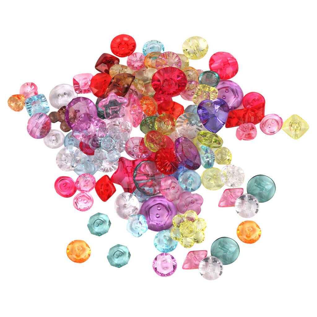 100x Mixed Acrylic Transparent DIY Sewing Buttons Scrapbooking Card Making