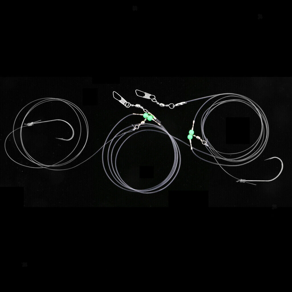Fishing Wire Leader with 2pcs Hooks Swivels Snaps Beads Sea Fishing Tackle