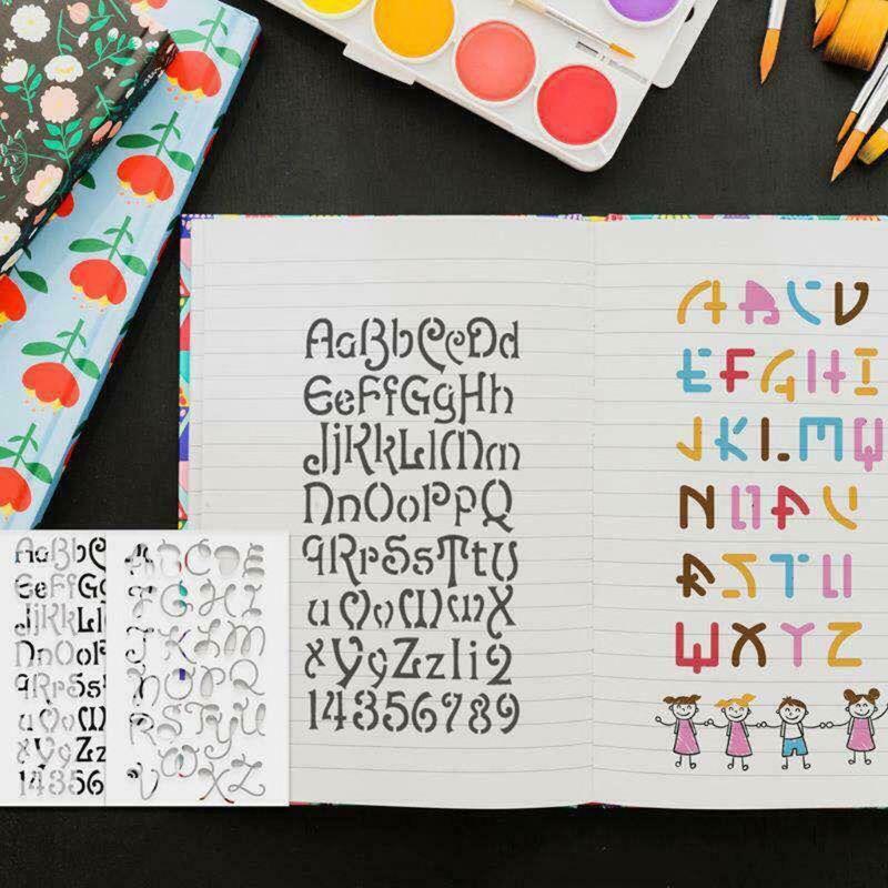 24pcs/set Alphabet Letters Drawing Template Stencil Painting Embossing Scrapbook