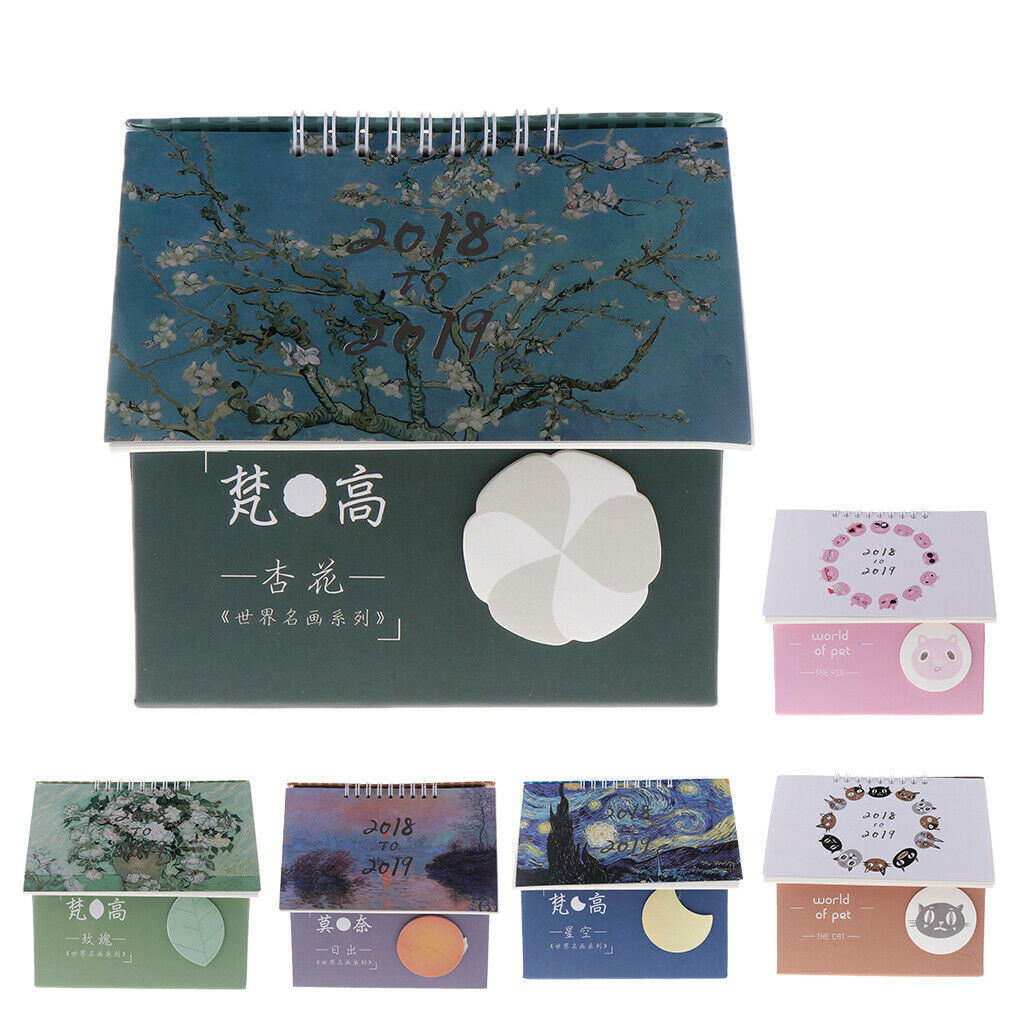 Desk Storage Box Organizer Stationery Box & Desktop Calendar Apricot Flower
