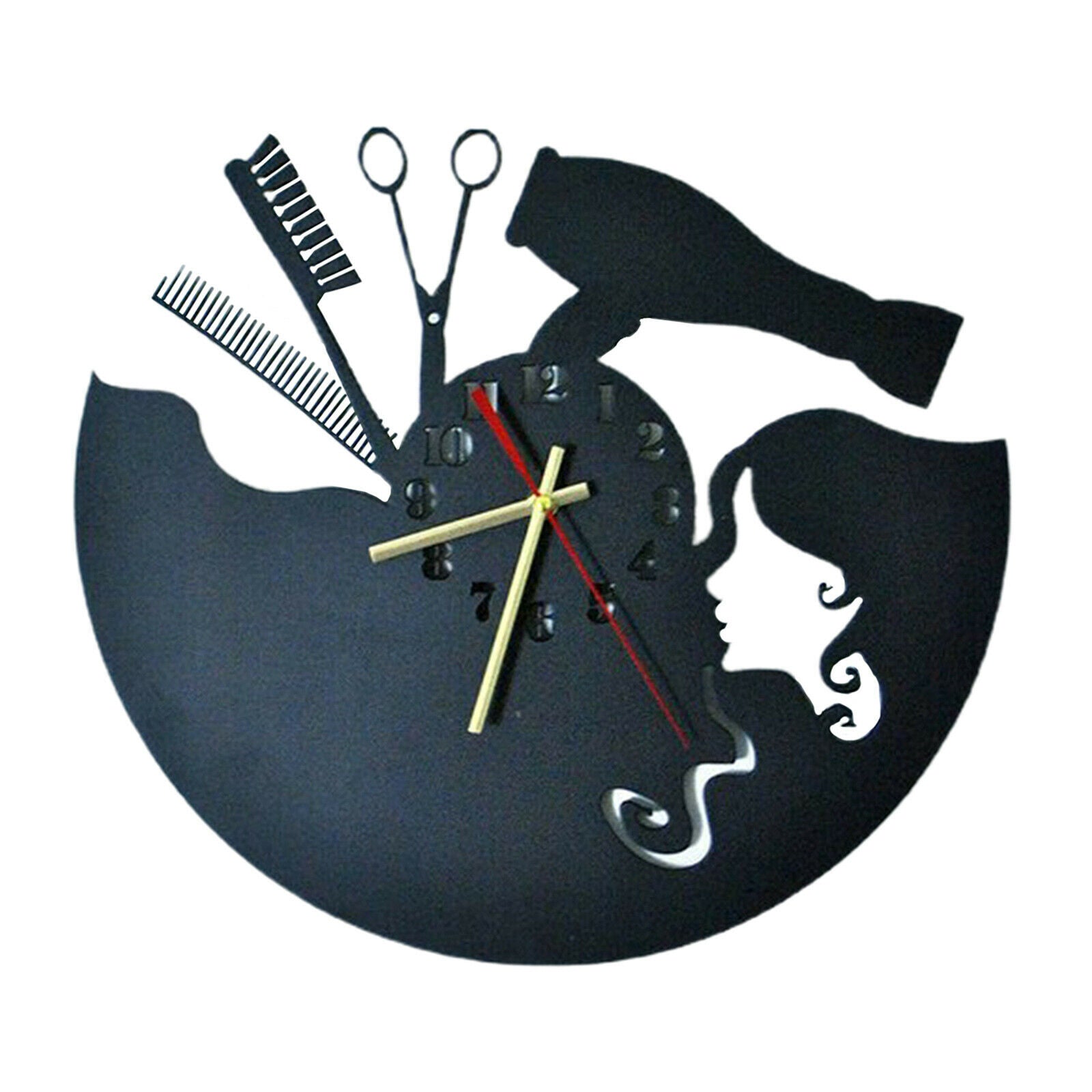 Hairdresser Wall Clock Easy to Read Silent Non Ticking for Wall Decor Gift