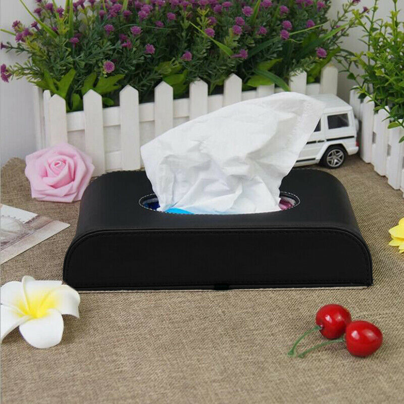 Cars Sun Visor PU Leather Tissue Box with Clip Holders Paper Napkin Accessories