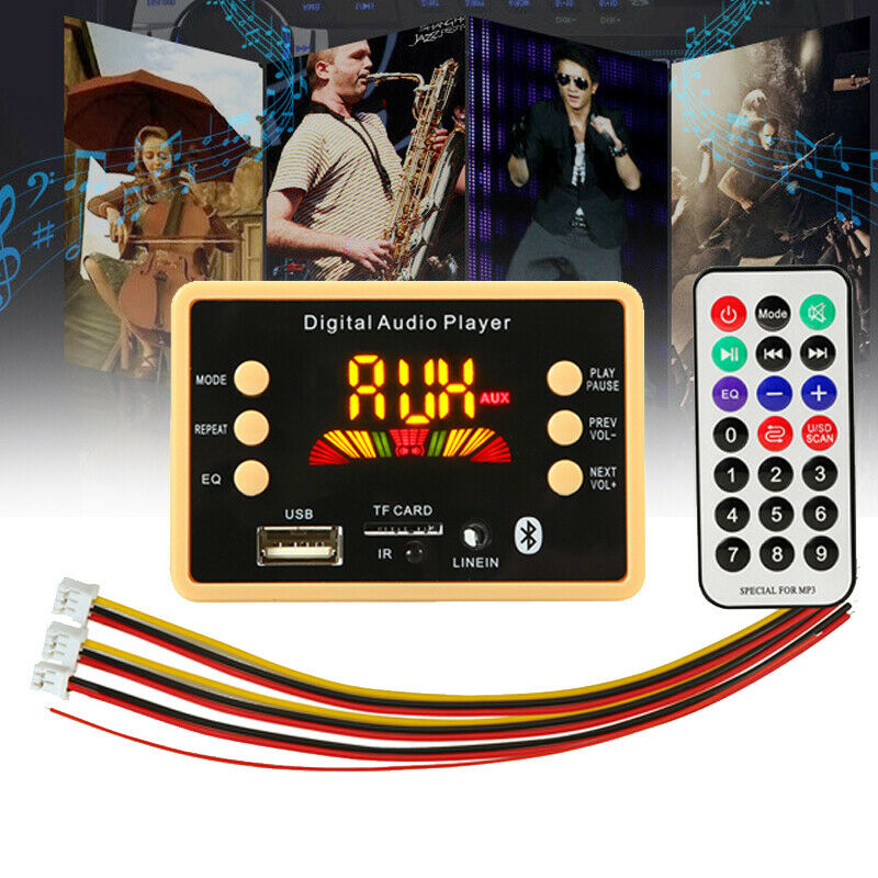 Bluetooth 5.0 MP3 Dash Board Module With Display 12V Car USB Audio Music Player