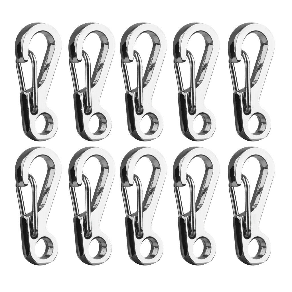 2x 10 Outdoor Snap Buckle Carabiner Camping Split Spring Lock Hook Keyring