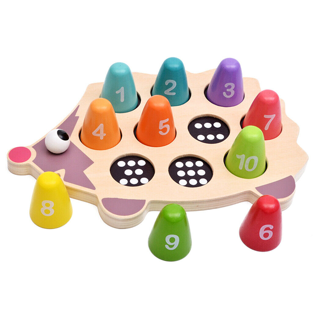 Hedgehog Number Matching Playset Kids Wooden Educational Montessori Toys