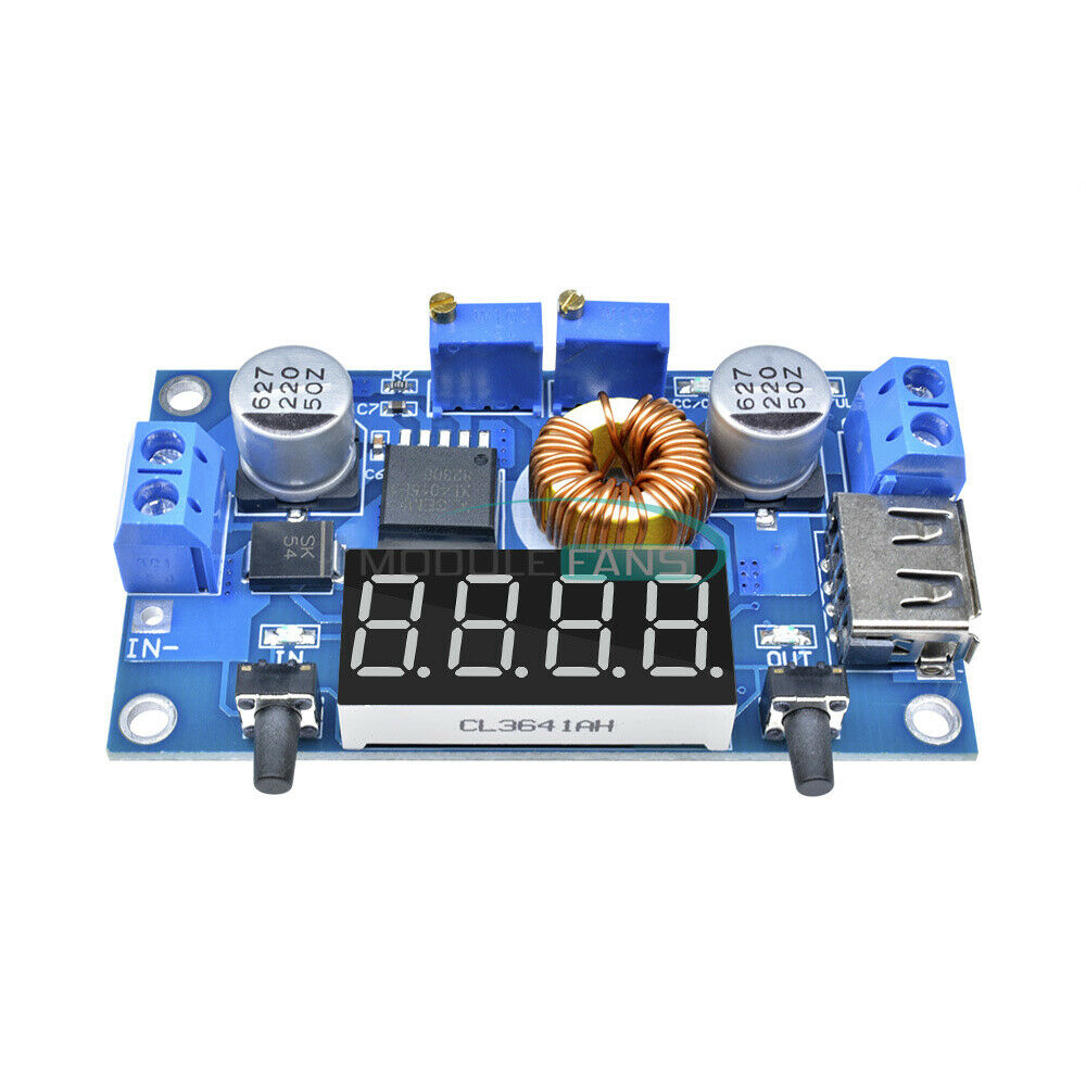 USB Voltmeter LED Drive 5A CC/CV Step down Lithium Charger Power Module w/ CASE