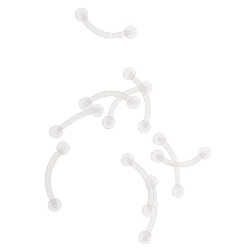 10 Pieces Acrylic Transparent Hoop Ring Bar Eyebrow Navel  18G