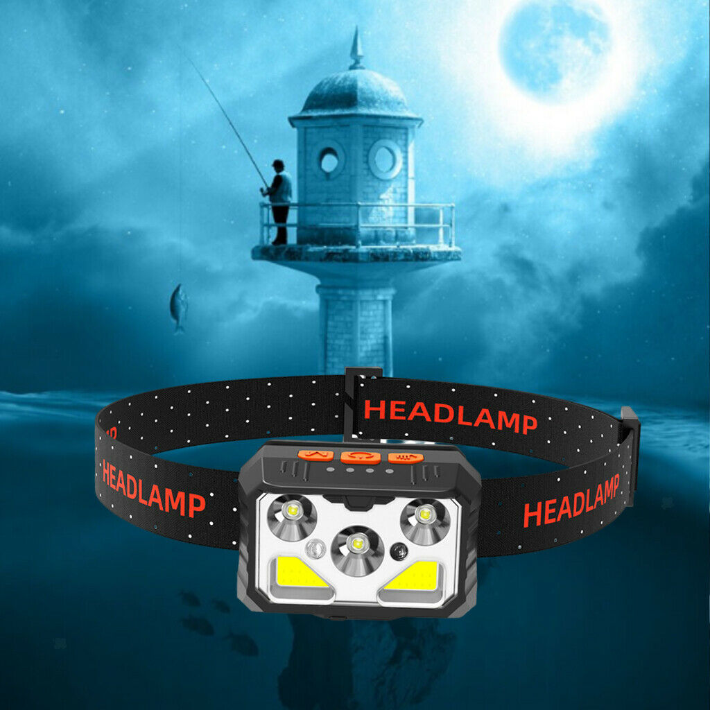 USB Rechargeable Headlamp COB LED Headlight Sensor Flashlight Work Lighting