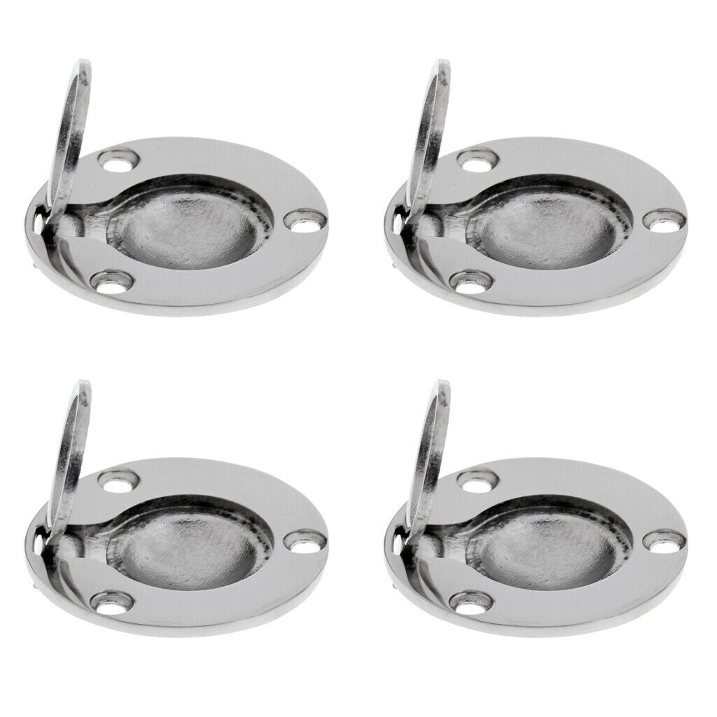 4 Pieces Boat Marine Stainless Steel Round Flush Lift Ring Hatch Pull Handle