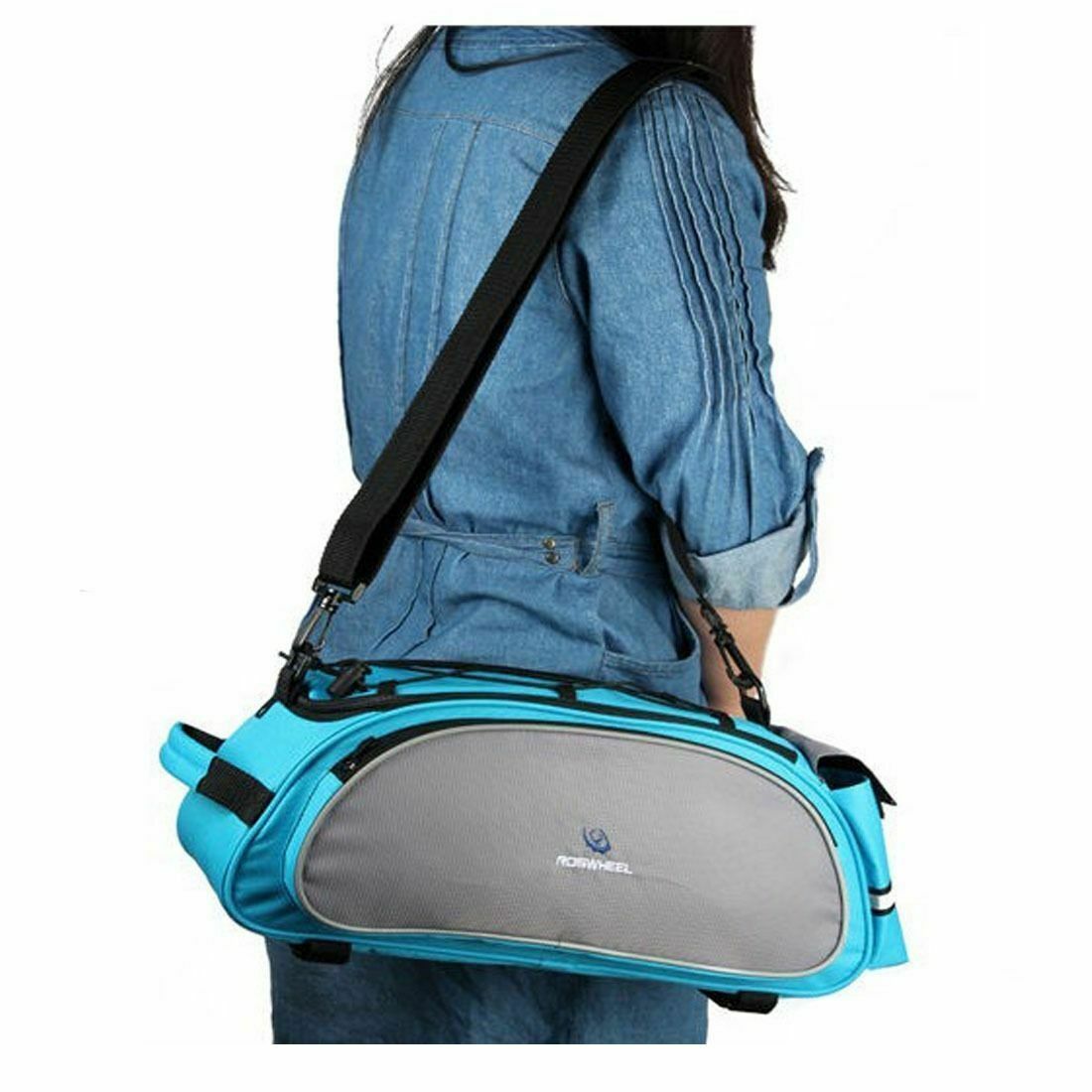 Blue ROSWHEEL Bike Rack Pack Seat Bag Rear Pack Trunk Pannier Handbag