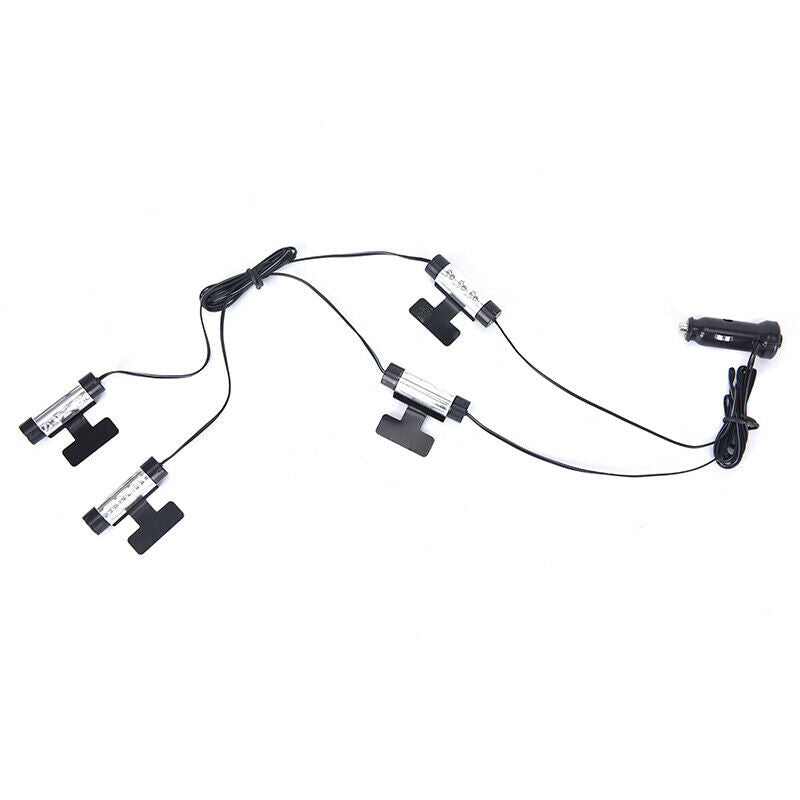 4x 3 LED Blue Car Interior Light 12V Glow Decorative Atmosphere Lights Lamp  PT