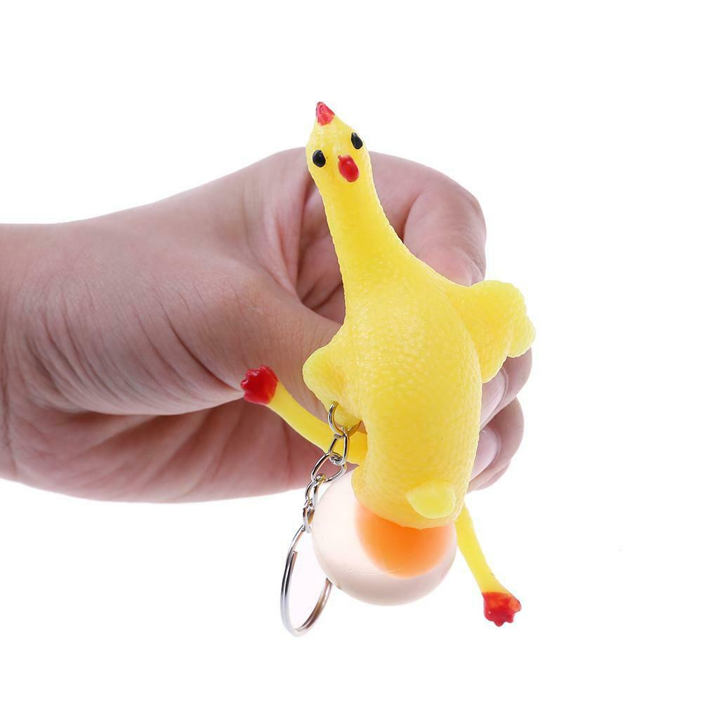 Vent Chicken Whole Egg Laying Hens Crowded Stress Ball Keychain Kids Toys @