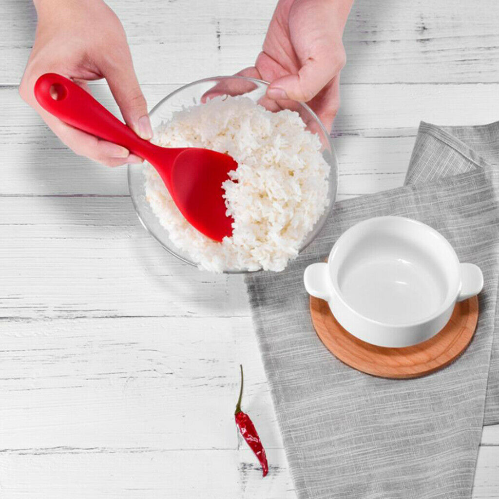 Pack of 2 Food Grade Silicone Rice Paddle Camping BBQ Lightweight Red+Black