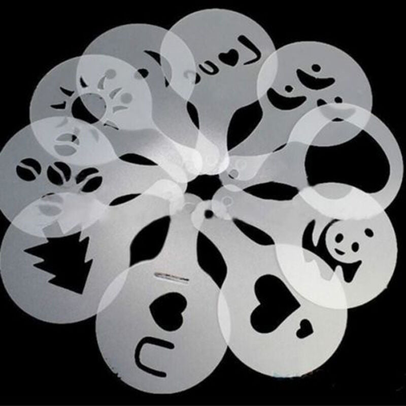 Set of 16 Cappuccino Coffee Decorating Stencil Shapes Mold Latte Art Baris.l8