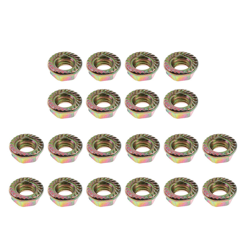 20 Pieces Carbon Steel Serrated Hex Flange Nut Hex Lock Nickel Plated 40M8