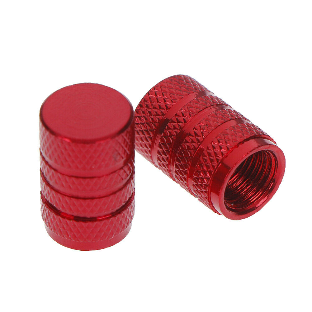 4Pcs Aluminium red car tyres valve stems air dust cover screw cap accesso.l8