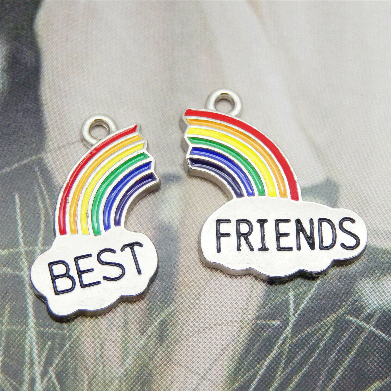 10pcs Colorful Matching Rainbow Best Friend Pendant Charms Jewelry DIY Findings