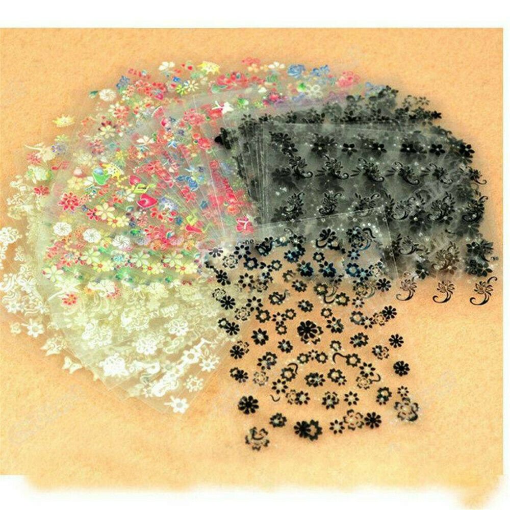50 Sheets Nail Art Water Decals Stickers Transfers Spring Water Effect Flower UK