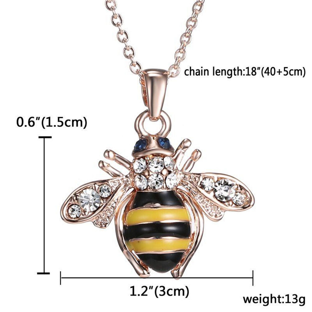 New hic Cute Women Ladies Honey Bumblebee Bee Crystal Pendant Chain Neckl.l8