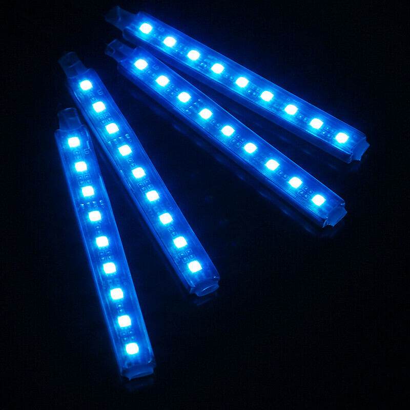 4PCS USB LED Car RGB Light Strip Interior Atmosphere Neon Lamp Remote Control