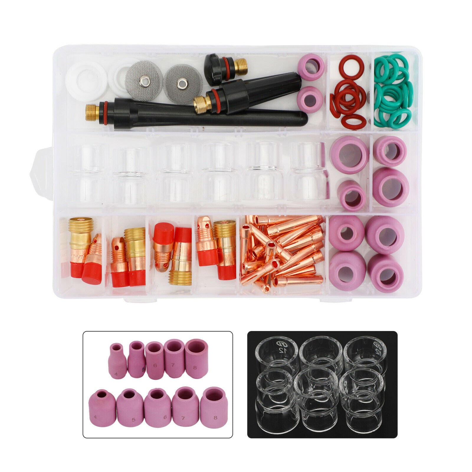 71PCS TIG Welding Torch Stubby Gas Lens #12 Pyrex Glass Cup Kit For WP-17/18/26